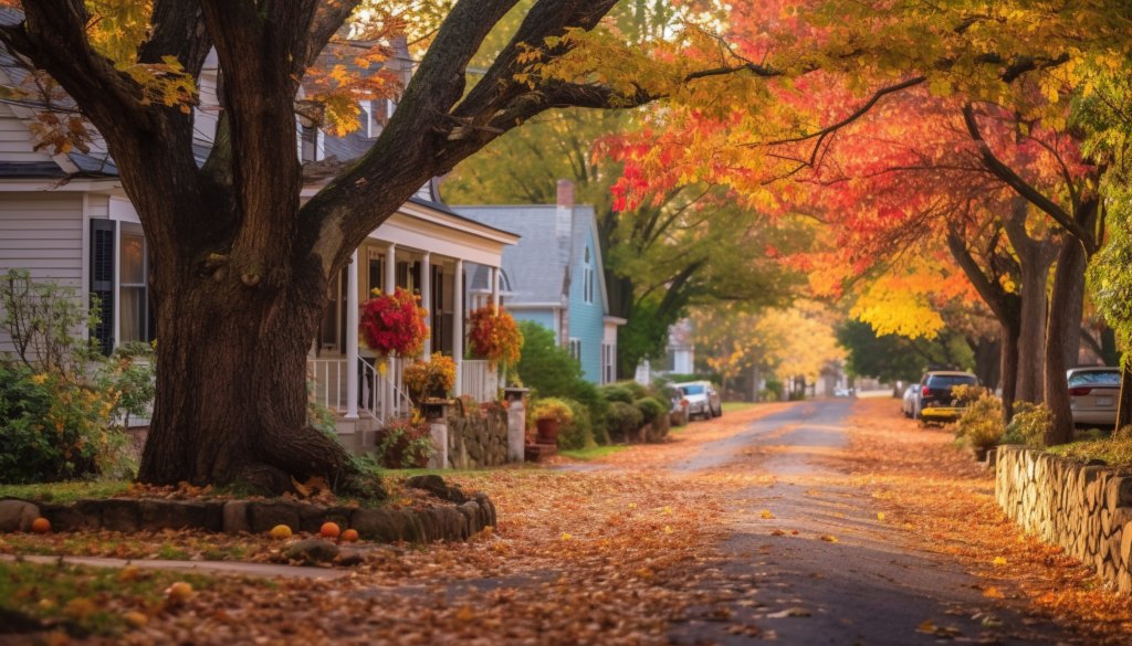 Vibrant autumn leaves paint nature beauty in October generated by AI